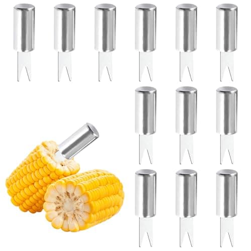 Image of 12PCS Stainless Steel Corn on The Cob Skewers – Sweetcorn Holders & Forks, BBQ Camping Kitchen Party Cooking Tools (Silver)