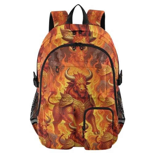 Image of voucong Travel Laptop Backpacks for Men Mythical Fire Qilin Beast Fantasy Art College School Bookbag 17.5" Mens Laptops Backpack Business Back Pack