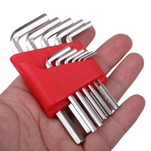 Image of 11pc Small Metric Hex Allen Key Wrench Tool Set. 1.27-6mm Long and Short Arm Sizes of Hard Cr-V Alloy in a Compact Holder
