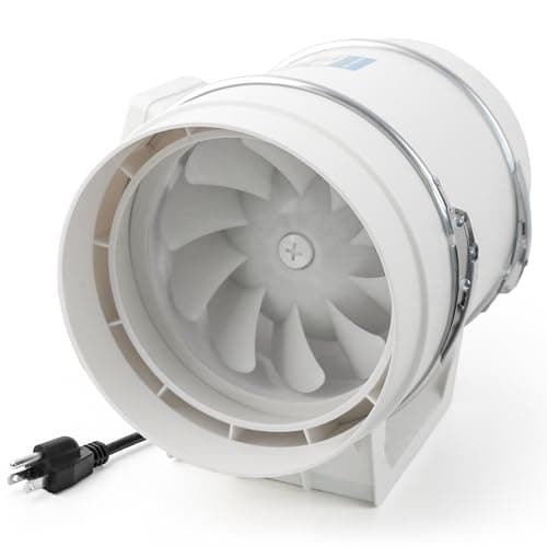 Image of Voltset 8 Inch Inline Extractor Fan: 200mm Inline Duct Fan with UK Plug, 1250 m³/h Airflow Exhaust Fan for Bathroom, Kitchen, Large Grow Tent, Warehouse, Workshop, Hydroponics
