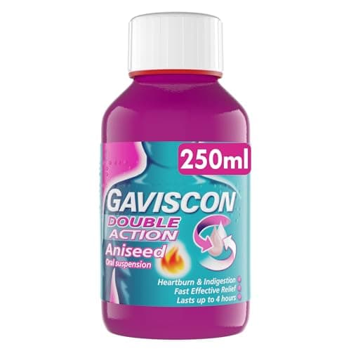 Image of Gaviscon Double Action Aniseed Liquid 250ml - Fast Heartburn & Indigestion Relief, Convenient Sachets, Antacids for Effective Digestion, Acid Reflux Relief, Pregnancy Safe
