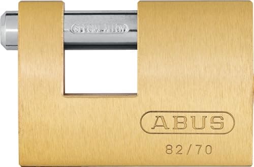 Image of ABUS Brass Padlock 82/70 - Monoblock Padlock for Roller grilles, Vending Machines, containers and Much More. - Locking Bolt Made of Hardened Steel - ABUS Security Level 6