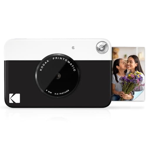 Image of KODAK Printomatic Full-Color Instant Print Digital Camera, Zink 2x3" (5.1x7.5 cm) Sticky-Back Photo Paper, 5MP, Portable, Creative Fun Gift for Birthday, Christmas, Holiday, Black