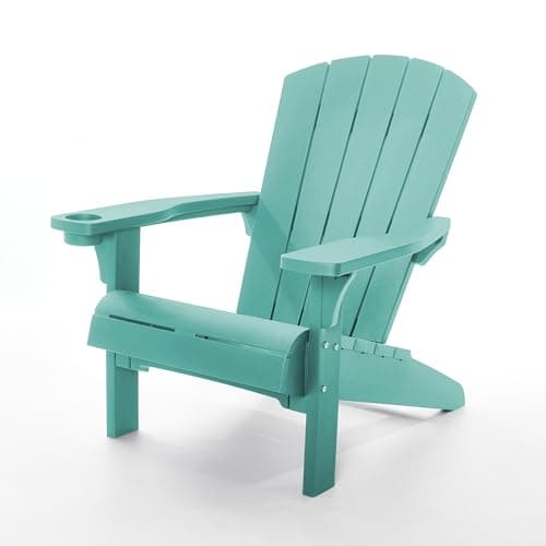 Image of Keter Alpine Adirondack Garden Chair – Aqua Teal | Outdoor Wood-Effect Chair | Weatherproof, Durable & Maintenance-Free | Comfortable Deep Seat | Lightweight, Easy Assembly | 160kg Load Capacity