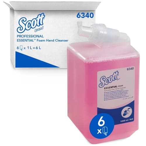 Image of Scott® EssentialTM Foam Everyday Use Hand Wash 6340 – Scented Foaming Hand Soap for Frequent Use – 6 x 1L Pink Hand Wash Refills (6L Total)