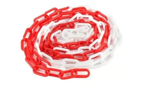Image of Way4Now - Red-White Plastic Barrier Chain - 6mm Thick - 25m Long