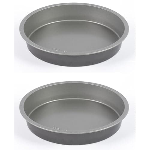 Image of Salter Essentials 2-Piece Baking Tin Set – 21 cm Round Cake Pan, Non-Stick Coating, Dishwasher Safe, Easy to Clean, Made in The UK, Durable Carbon Steel, Lightweight Quiche/Cheesecake Tin, PFOA-Free