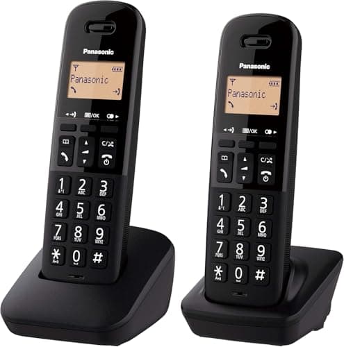 Image of Panasonic KX-TGB612EB Cordless Landline Telephone, with Nuisance Call Blocker and Shock Resistant Handsets, Twin Pack - Black
