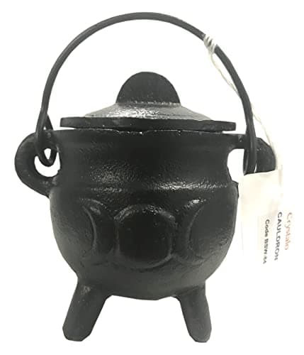 Image of Crystalo - Triple Moon Cast Iron Cauldron with Lid Size-3" H 2.75" D