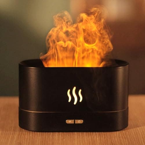 Image of Gzvxuny Flame Essential Oil Diffuser, Upgrade 7 Colour Lights Aromatherapy Diffuser, Super Quiet Air Humidifier, Electric Aroma Diffuser, Waterless Auto-Off for Home Office Room (7 Colors)