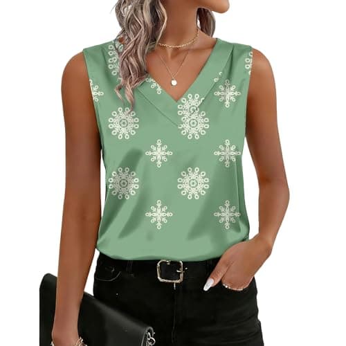 Image of Cami Top Satin Ladies Vest Tops V Neck Floral Printed Sleeveless Soft Lightweight Undershirts Vacation Beach Casual Daily Outings Light Green XXL