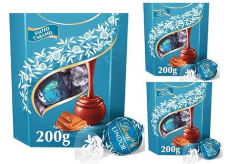 Image of Lindths Salted Caramel Chocolate Truffles 3 box Bundle Pack 200g Each approx 48 balls
