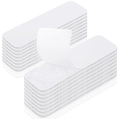 Image of HOMMAND Double Sided Hook and Loop Pads, 16 Pcs Self Adhesive Heavy Duty Sticky Pads, Hook and Loop Strip Tape, Extra Strong Fastening Tape for Room Décor, Home, Office - Rectangle, White