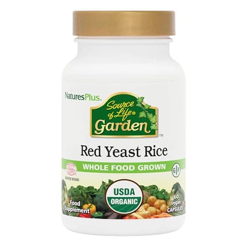Image of NaturesPlus Source of Life Garden Red Yeast Rice Capsules - Organic Red Yeast Rice Supplement with Monacolins - One A Day, Vegan, Gluten Free - 60 Capsules
