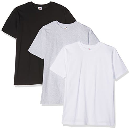 Image of Fruit of the Loom Men's Super Premium Short Sleeve T-Shirt Pack of 3, White/Black/Heather, Large