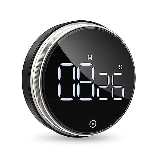 Image of ORIA Home Kitchen Timer, 3 Inch Large LED Digital Timer, Magnetic Countdown Countup Timer for Classroom Fitness Teaching, 3-level Volume Alarm for Cooking/Study/Exercise (Ridged Knob) - Black & Silver