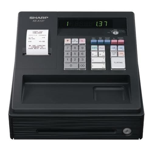Image of Sharp XEA 137 BLACK Small Cheap Cash Register Till *cafes/Barbers/Salons/start-ups…