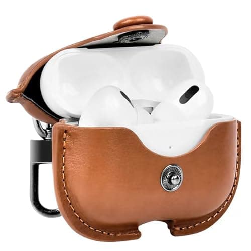 Image of KANOYO Compatible with AirPods Pro 3 Case (2025) PU leather, Full Body Protection Case, Supports Wireless Charging, Shock Resistant with AirPods Pro 3 Cover,With Carabiner (Brown)