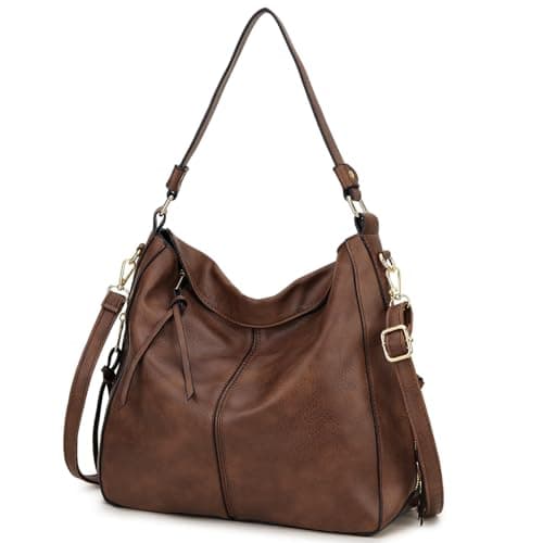 Image of VX VONXURY Hobo Bags for Women, Stylish Faux Leather Tote Handbag Large Shoulder Purse with Side Pockets for Work Travel