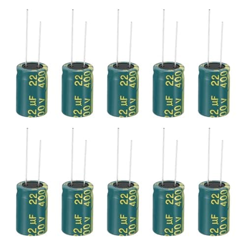 Image of PATIKIL 400V 22uF Electrolytic Capacitors, 10Pcs 13x20mm Aluminum High Frequency Electrolytic Capacitors for TV, LCD Monitor, Refrigerator, Circuit Boards, Green