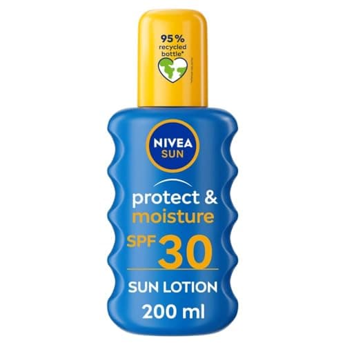 Image of NIVEA Sun Protect & Moisture Sun Spray SPF 30 (200 ml), Moisturising Suncream Spray with SPF 30, Advanced Sunscreen Providing Immediate, Effective UVA + UVB Protection (Pack of 2)