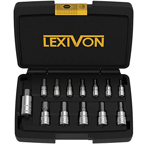 Image of LEXIVON Metric Hex Bit Socket Set – Premium S2 Steel Precision Bits, 1/2 Inch Drive 13-Piece Kit for DIY, Machinery & General Repairs (LX-141)