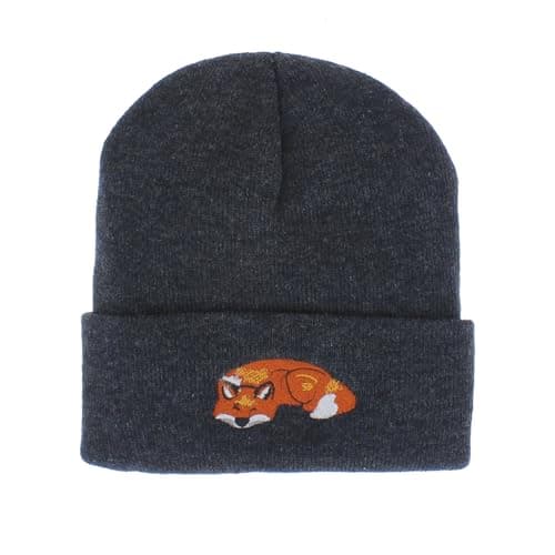 Image of Beanie Hat with Fox Embroidery, One Size Adults (UK, Alpha, One Size, Grey)