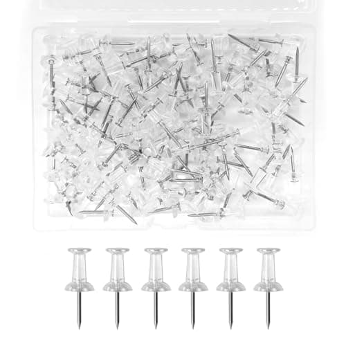 Image of Clear Push Pins Thumbtacks Drawing Pins for Walls Notice Board Pins Clear Drawing Pins for fixing, bulletin board pushpins (100 pcs,Silver)