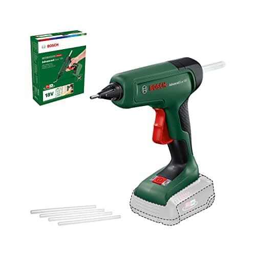 Image of Bosch Cordless Hot Glue Gun AdvancedGlue 18V (Without Battery; 18 Volt System; 4X Glue Sticks; Heat-Up in 90 sec.; Dual-Temp Mode 130°C - 200°C; for DIY, Repair and More; in Carton Packaging)
