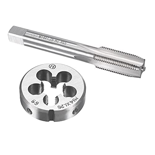 Image of sourcing map M14 x 1.25mm Metric Tap and Die Set, Machine Thread Screw Tap with Round Threading Die, Tap & Die Kit for Nut Screw Bolt Thread Repair