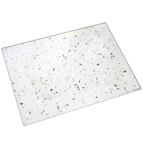 Image of White Quartz Glass Chopping Board Rectangular Modern Food Cutting Worktop Saver