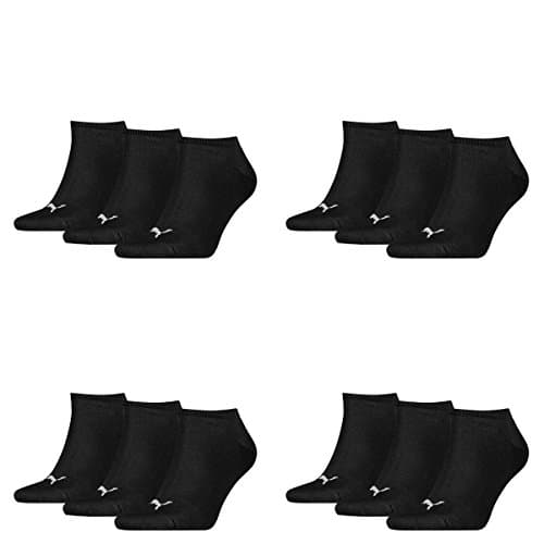Image of 12 Pairs of Puma Invisible Sneaker Socks, Size35 - 49 (UK 2 - 15.5), Unisex for Men or Women, Ankle Socks, Unisex, 200 - black, 39-42
