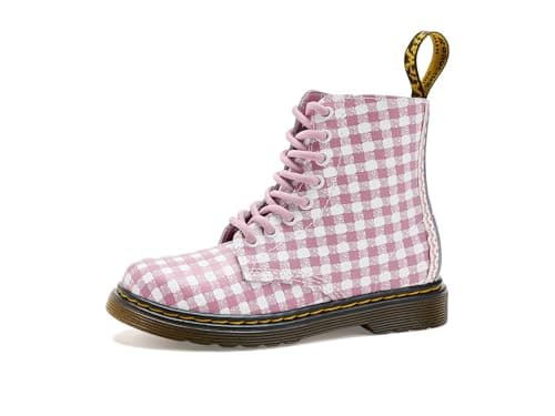 Image of Dr. Martens unisex-child 1460 Pascal (Little Kid/Big Kid), White/Dusty Rose Gingham, 4 Big Kid