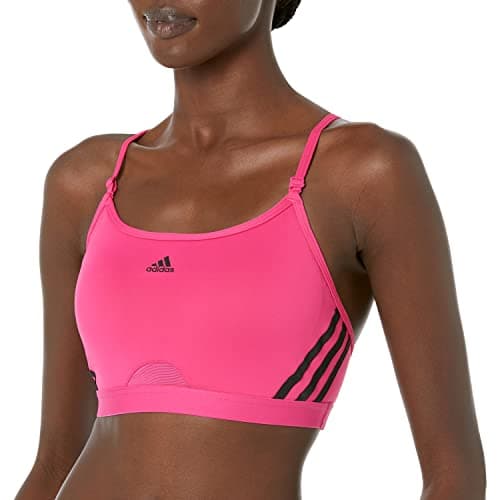 Image of adidas Women's Aeroreact Training Light Support 3-Stripes Bra, Team Real Magenta/Black, X-Small DD