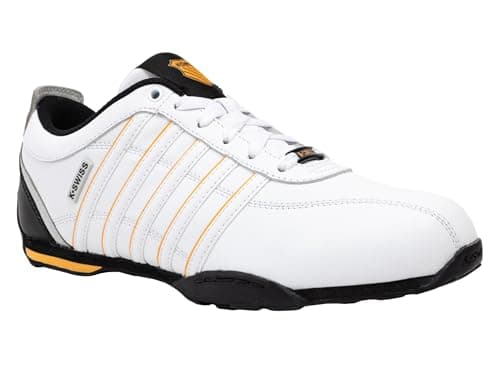 Image of K-Swiss Men's Arvee 1.5 Trainers, White/Black/Orange Poppy, 42 EU, Blanc Black Orange Poppy, 8 UK