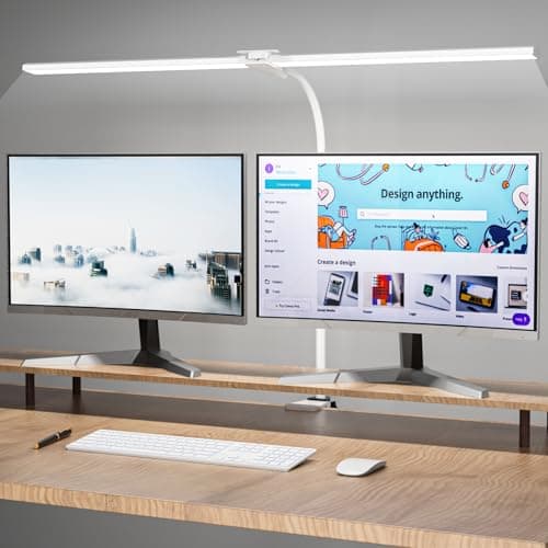 Image of Hensam Desk Lamp, 80CM White Desk Lights Bar for Study, Clip On Desktop Computer Lighting with Gooseneck, Bright Dimmable Task Table Lamp for Work Reading Craft Students
