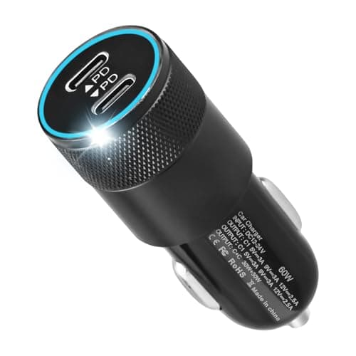Image of USB C Car Charger Car Cigarette Lighter Adapter 60W Fast Charging Dual PD 3.0 Port Cars Phone Charger 12V USBC Socket for iPhone 17/16/15 Series Pro Max iPad SamSung Galaxy S25 Google