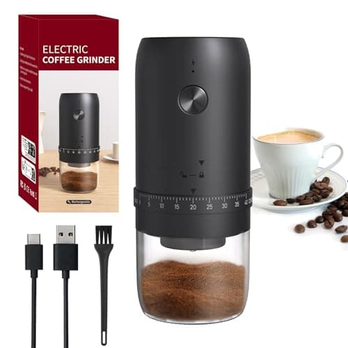 Image of HOTUT Electric Coffee Bean Grinder, Electric Coffee Grinder with 40 Gears Adjustable Settings, Portable Cordless Conical Burr Coffee Grinder, USB Rechargeable, for Home, Office, Travel, Camping, Black