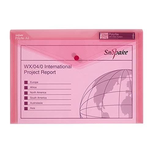 Image of Snopake 12839X Polyfile A4 Popper Wallet with Press Stud and Index Tab Classic Red (Pack of 5)