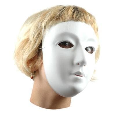 Image of White Flocked Plastic Face Masks, Pack of 10
