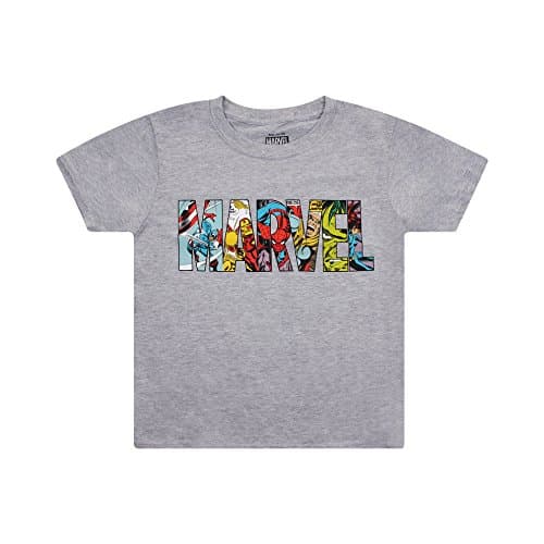 Image of Marvel Boy's Logo Characters Regular Fit Crew Neck Short Sleeve T - Shirt, Grey (Sport Grey), 7-8 Years