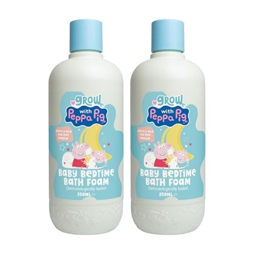 Image of Peppa Pig Bedtime Bath Foam - 2x350ml - Chamomile, Coconut & Peach Bubble Bath & Baby Wash - Lavender & Chamomile Extract - Hypoallergenic & Dermatologically Approved - Tear-Free Formula