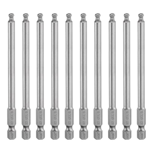 Image of sourcing map 10pcs Ball End Hex Screwdriver Bit 4mm (H4.0) Tip 1/4" Hex Shank 100mm (4") Long Magnetic Ball Head Bits Industrial Grade S2 Steel Metric Screw Driver Bit