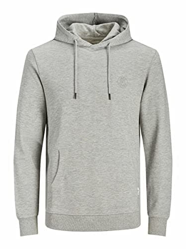 Image of Jack & Jones mens Jjebasic Logo Sweat Hood Noos Hooded sweatshirt, Light Grey Melange, S
