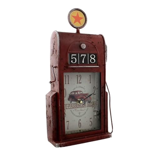 Image of Hometime Metal Mantel Clock - Retro Style Petrol Gas Pump