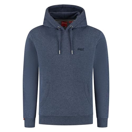 Image of Superdry Mens Essential Logo Hoodie (UK, Alpha, XL, Regular, Regular, Heritage Navy Marl)