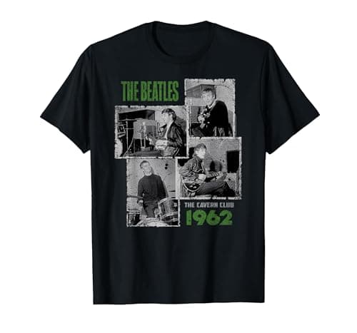 Image of Official The Beatles Band The Cavern Club 1962 Liverpool T-Shirt, Men, Black, X-Large