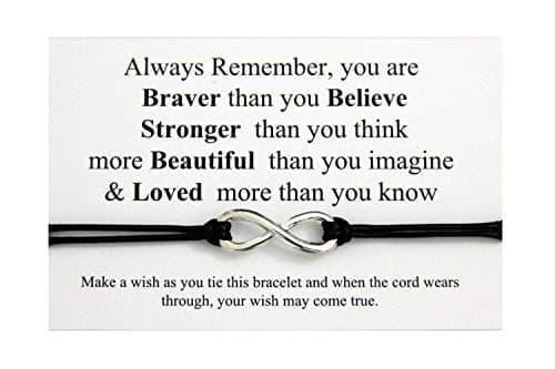 Image of You are Braver Stronger Smarter Beautiful | Infinity Wish String Bracelet | Inspirational Gift for Friend Sister Daughter | Friendship Gifts | Best Friends Birthday Gifts