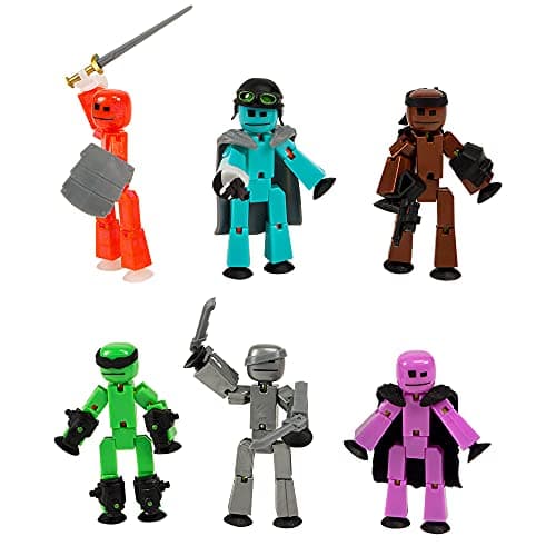 Image of Zing Off the Grid Stikbots Pack, Set of 6 Poseable Stikbot Action Figures with Weapons and Accessories, Includes Striker, Clint, Pixel, Raptus, Shift and Regalius