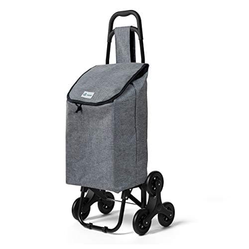 Image of VOUNOT Folding Shopping Trolley on 6 Wheels, Stair Climbing Shopping Cart, Grocery Trolley, Oxford Grey